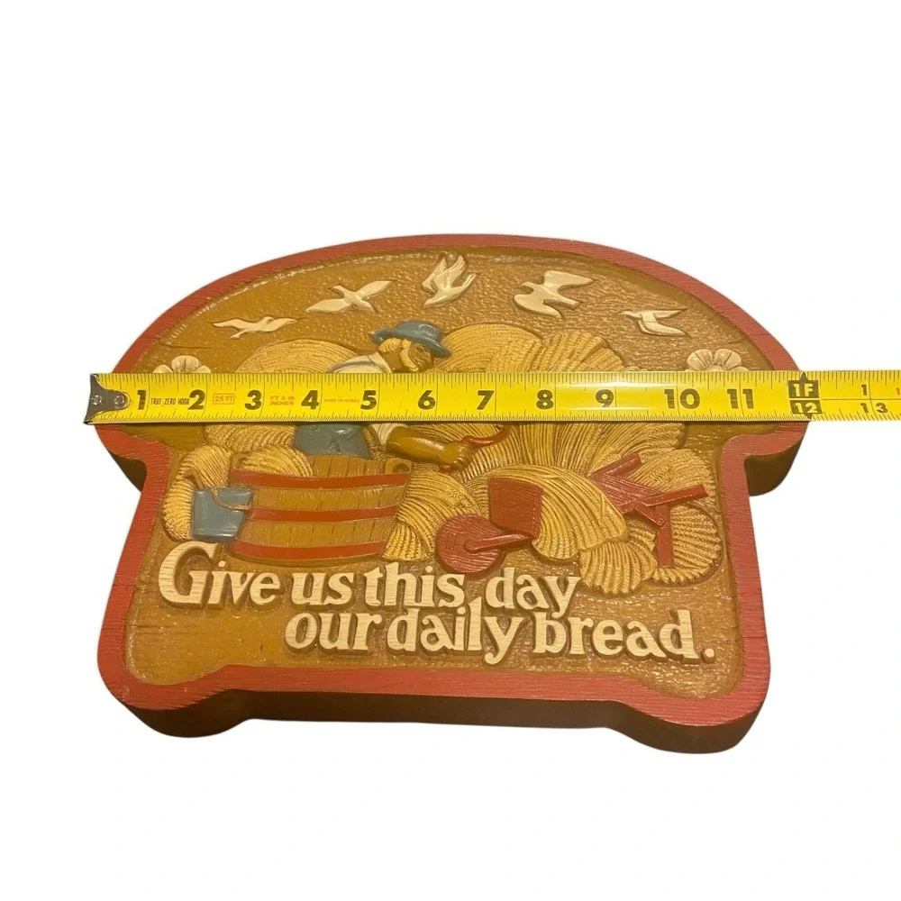 Vintage Burwood Wall Decor Plaque. Give Us This Day our Daily Bread.